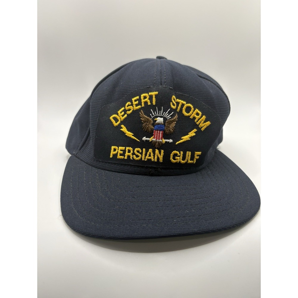 Vintage 90s Desert Storm Persian Gulf Snapback Hat Eagle USA Made Military Cap